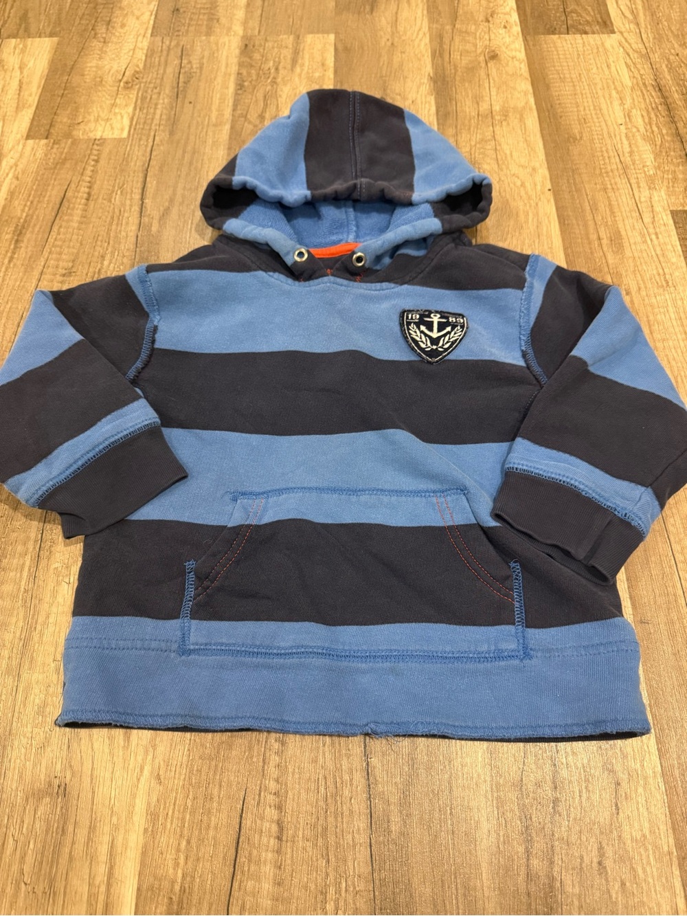 Blue & Navy Striped Hooded Sweatshirt for Kids